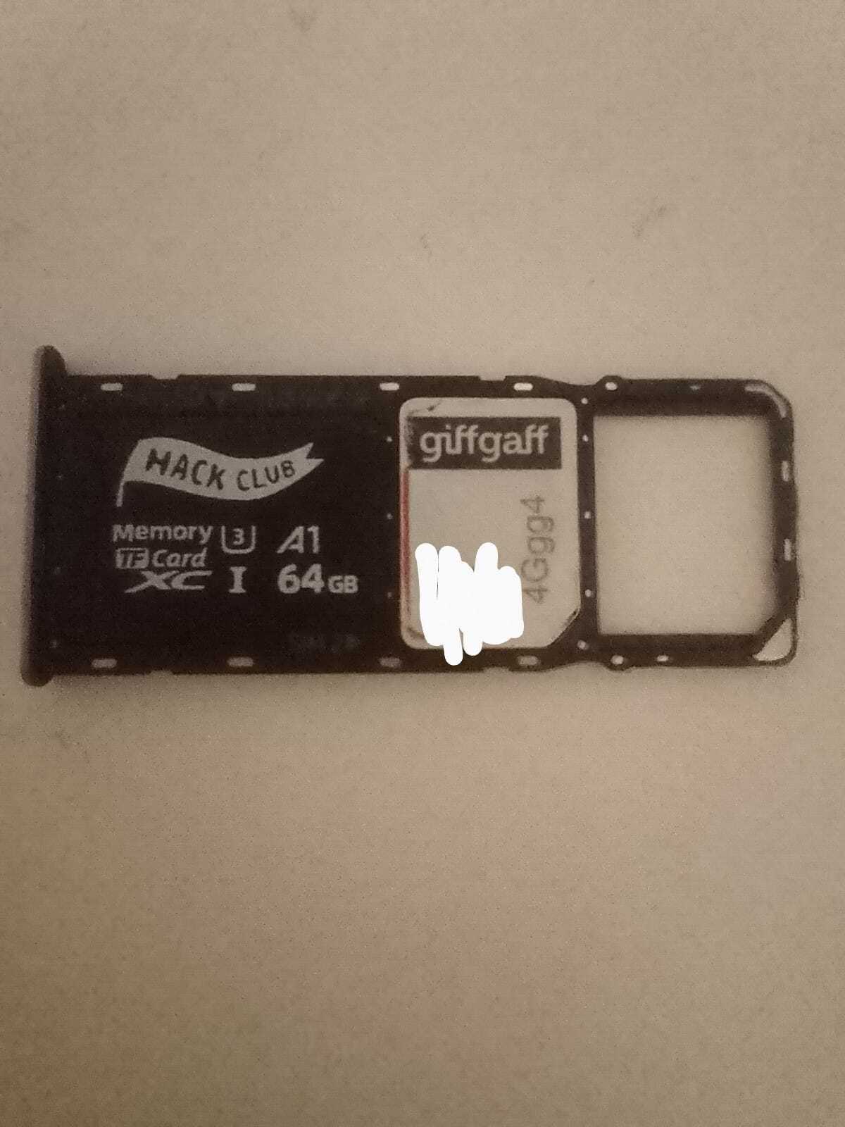 Image of my 64gb Hack Club SD Card